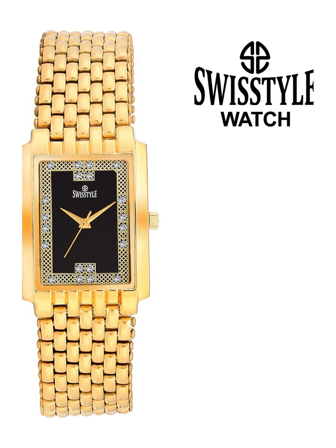 SWISSTYLE Men Gold-Toned Brass Dial & Gold Toned Bracelet Style Straps Analogue Watch