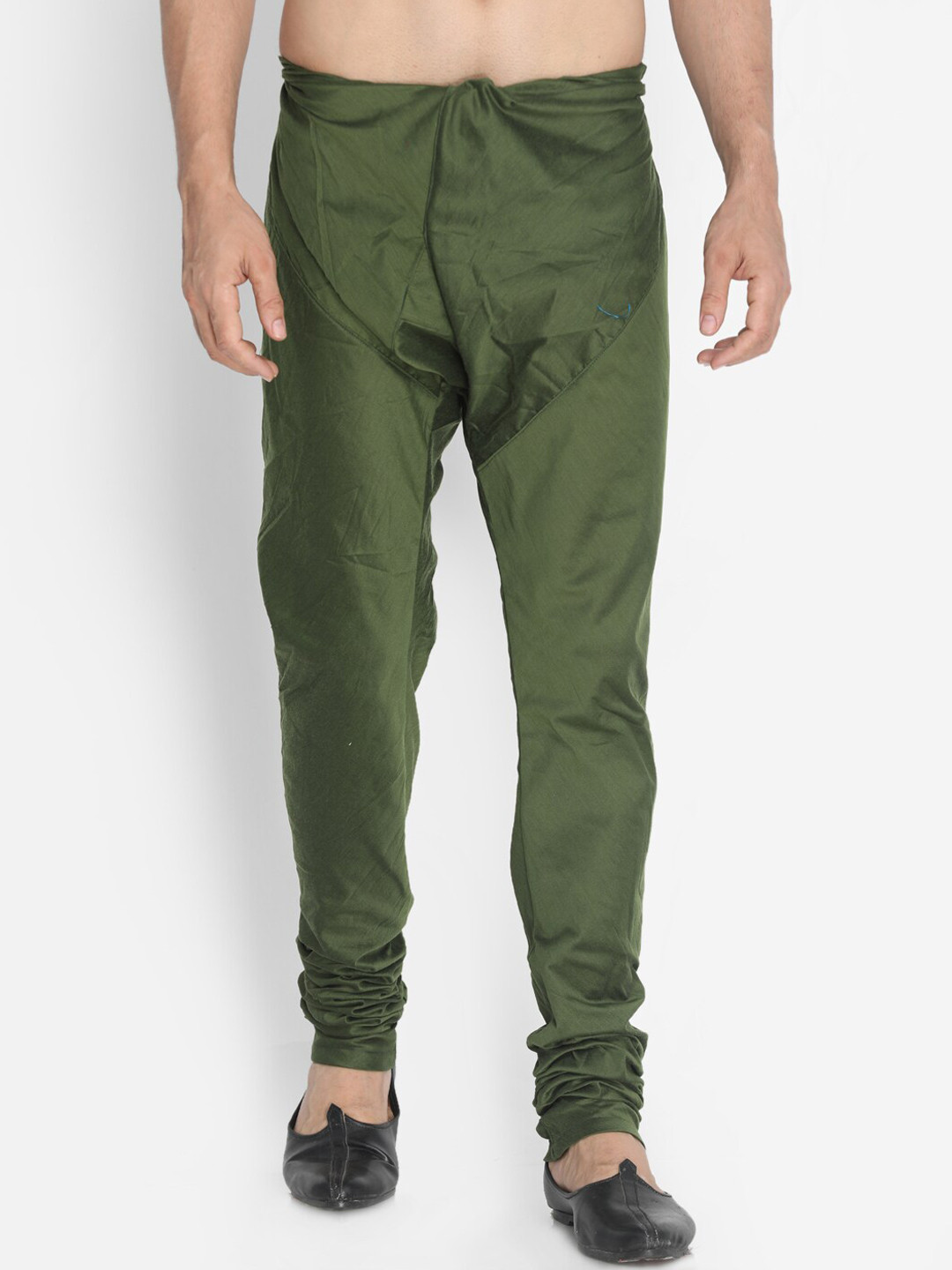 VASTRAMAY Men Green Solid Relax-Fit Churidar