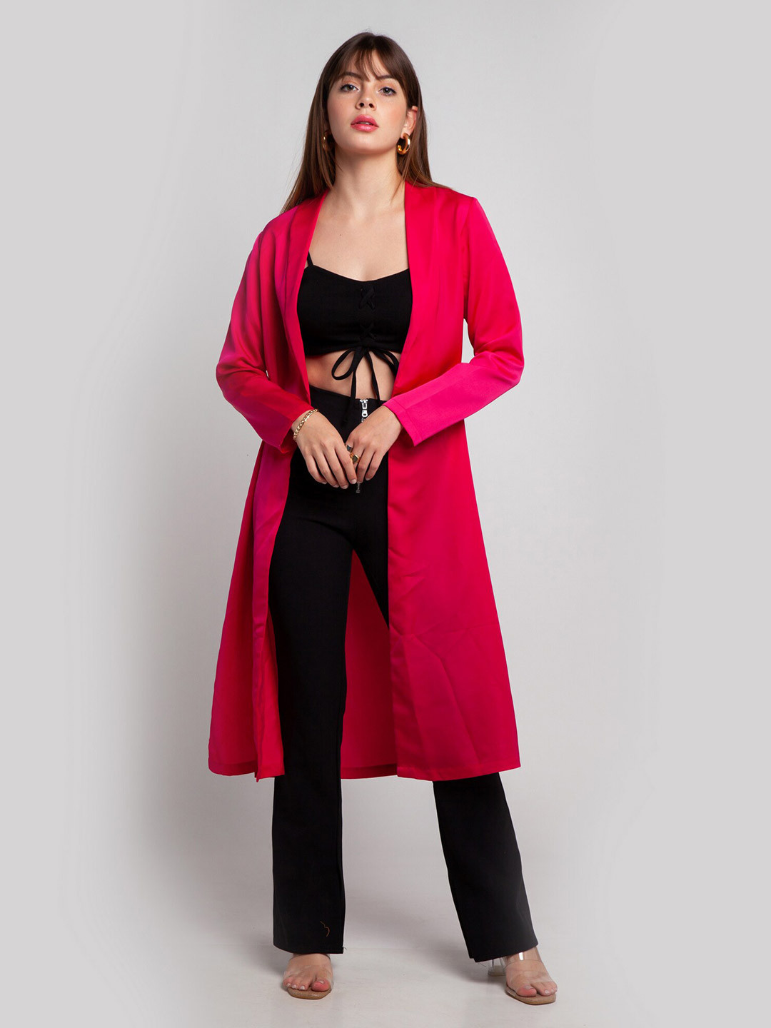 zink Z Women Fuchsia Longline Shrug