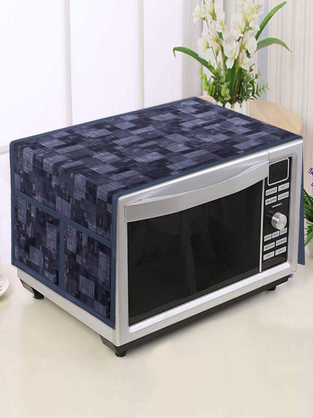 Kuber Industries Grey Geometric Printed Mirowave Oven Cover