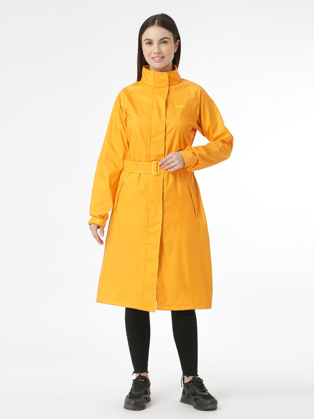 Zeel Women Yellow Solid Nylon Traveller Rain Jacket