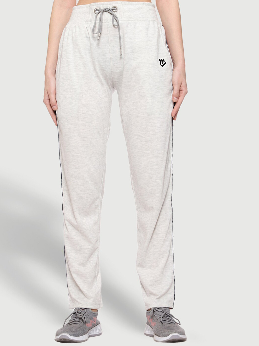 Mark Leute Women Off White Solid Track Pants