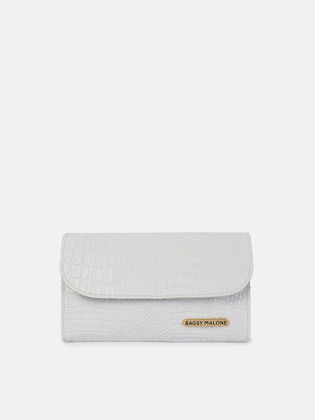 Bagsy Malone White Textured Envelope Clutch
