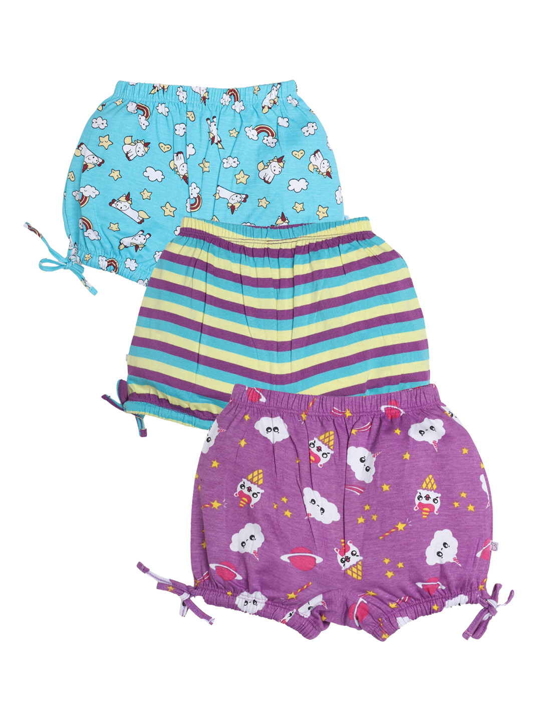 SuperBottoms Girls Set of 3 Multicolored Printed Sustainable Basic Briefs Und-F-BL-UD-4_6-3PACK