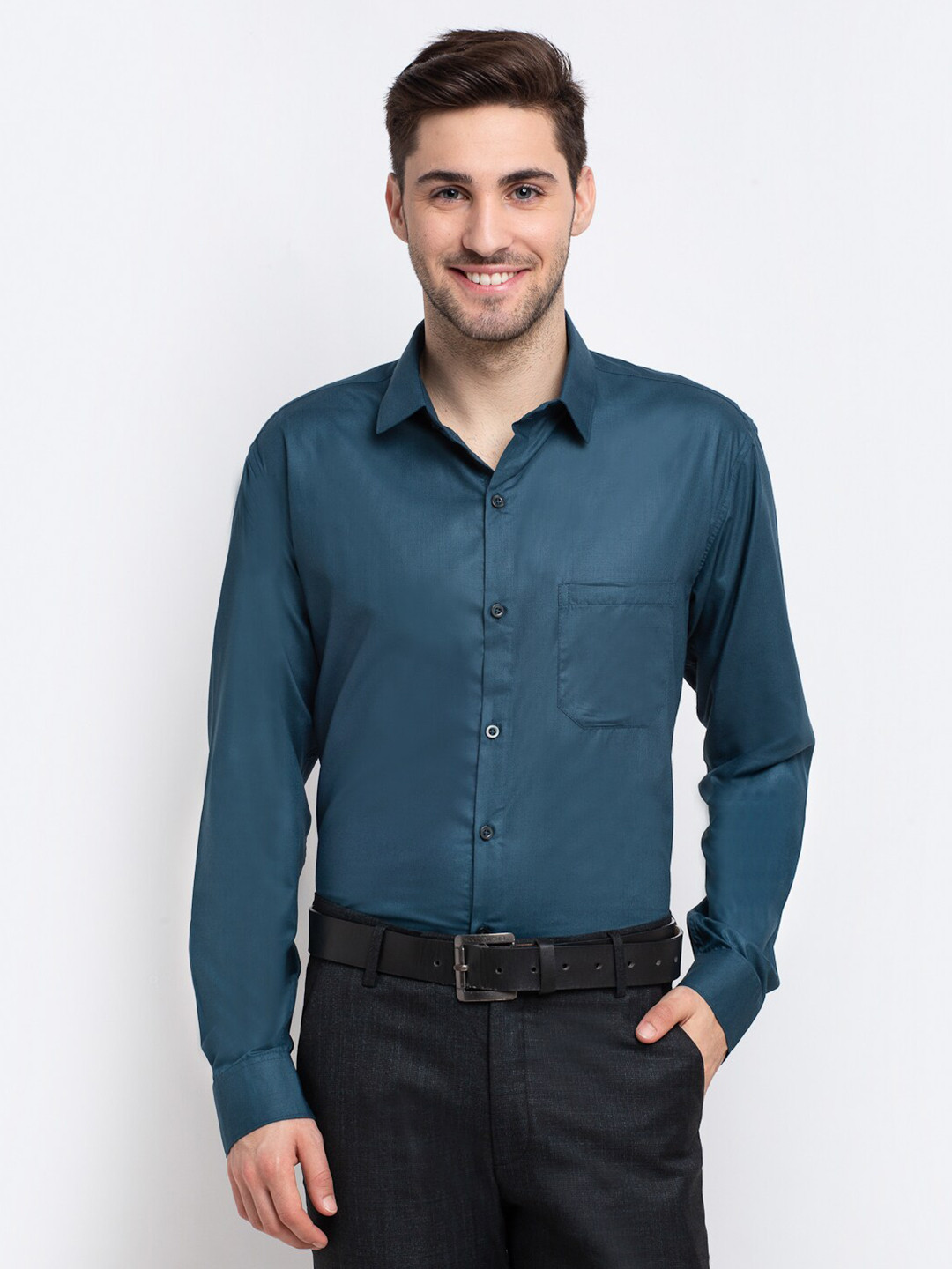 JAINISH Men Teal Comfort Casual Shirt