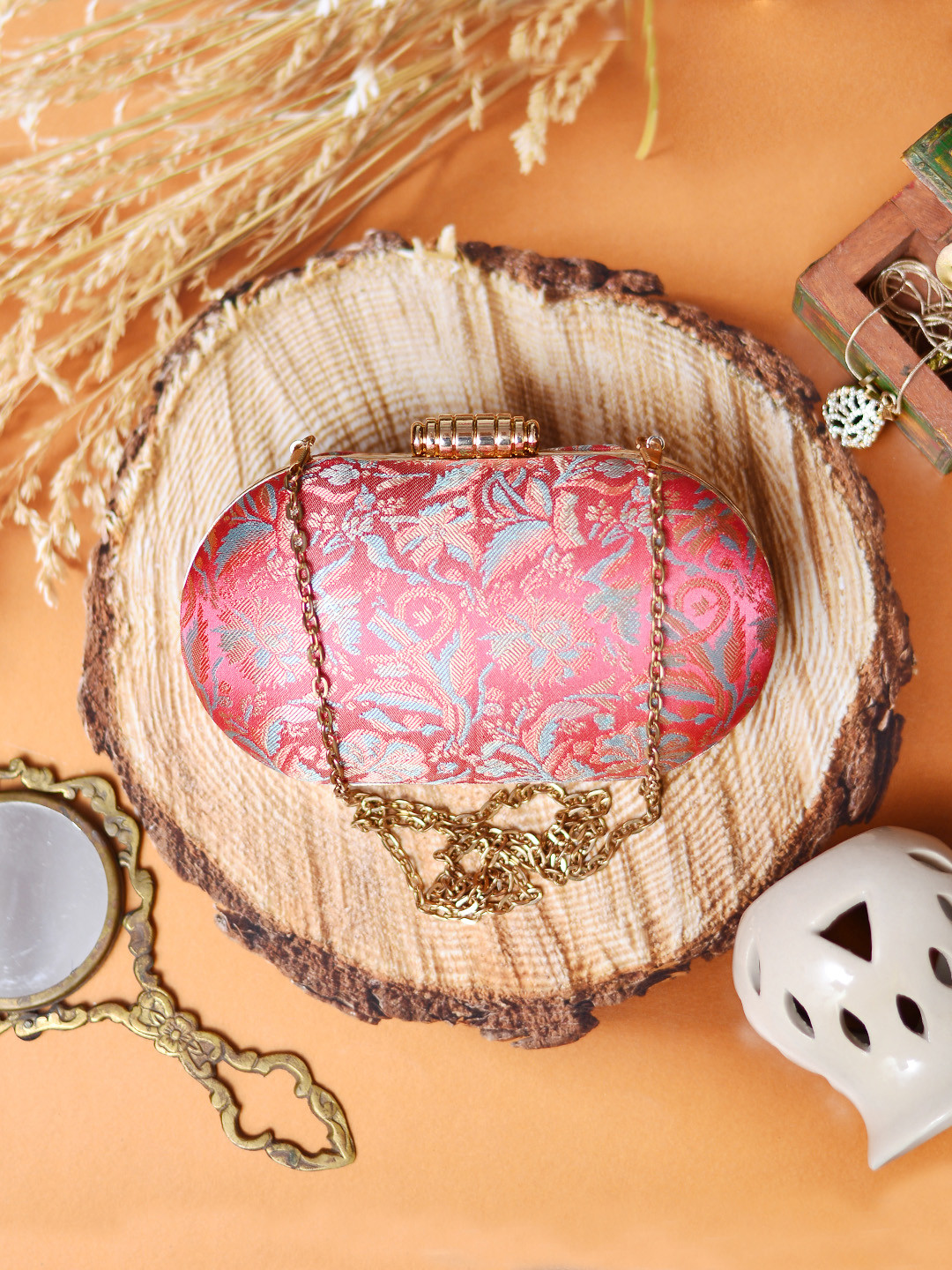 ARTKLIM Pink & Blue Woven Design Box Clutch