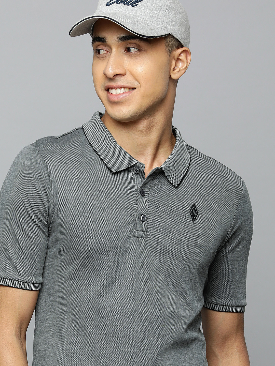 Skechers Men Charcoal Polo Collar T-shirt