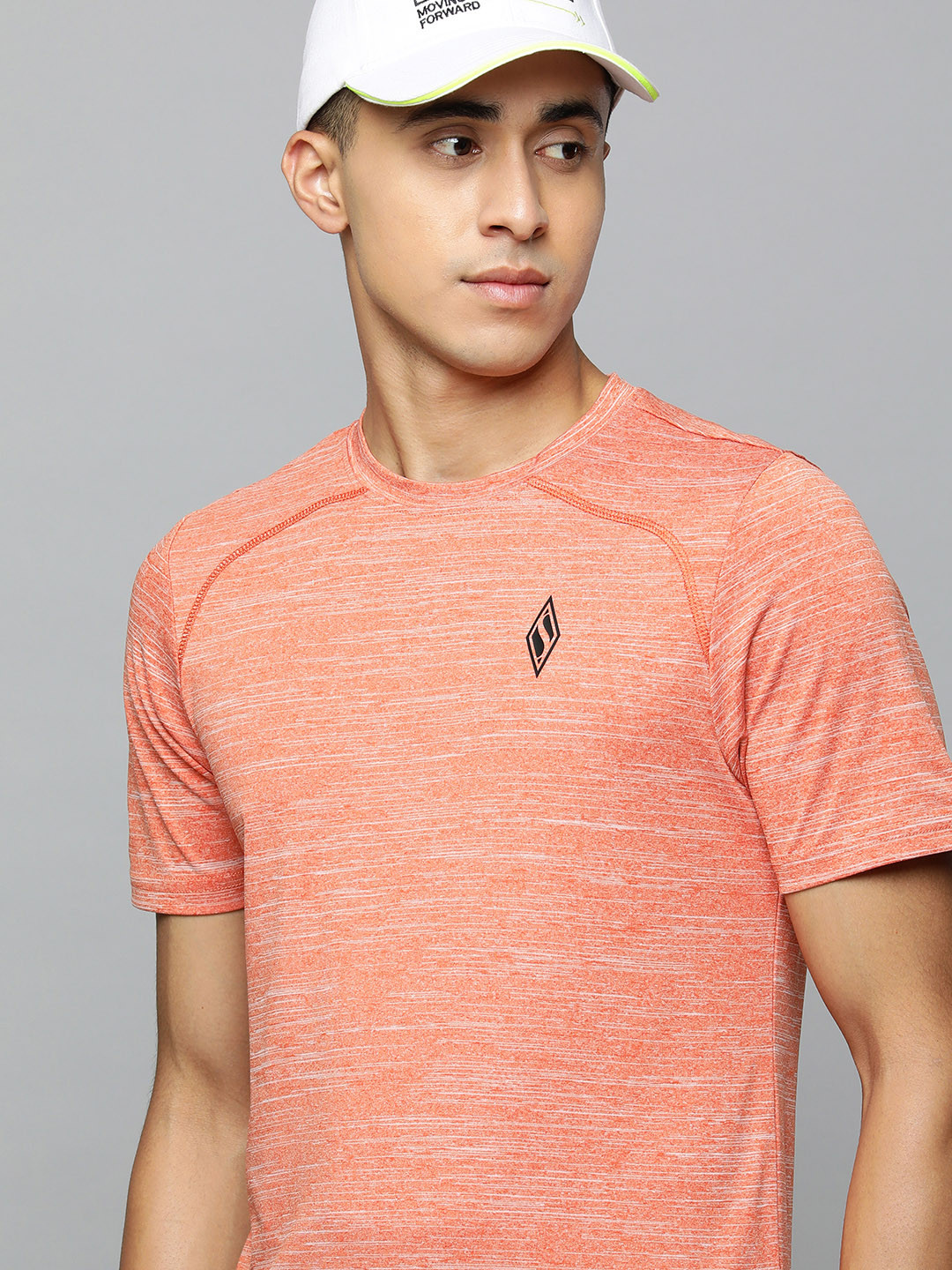 Skechers Men Orange Solid T-shirt