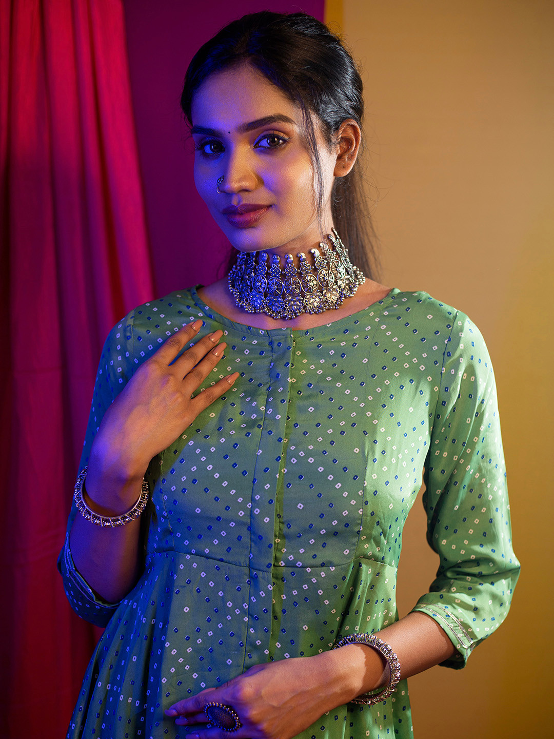 Shae by SASSAFRAS Classic Green Geometric Tie & Dye 2.0 Top