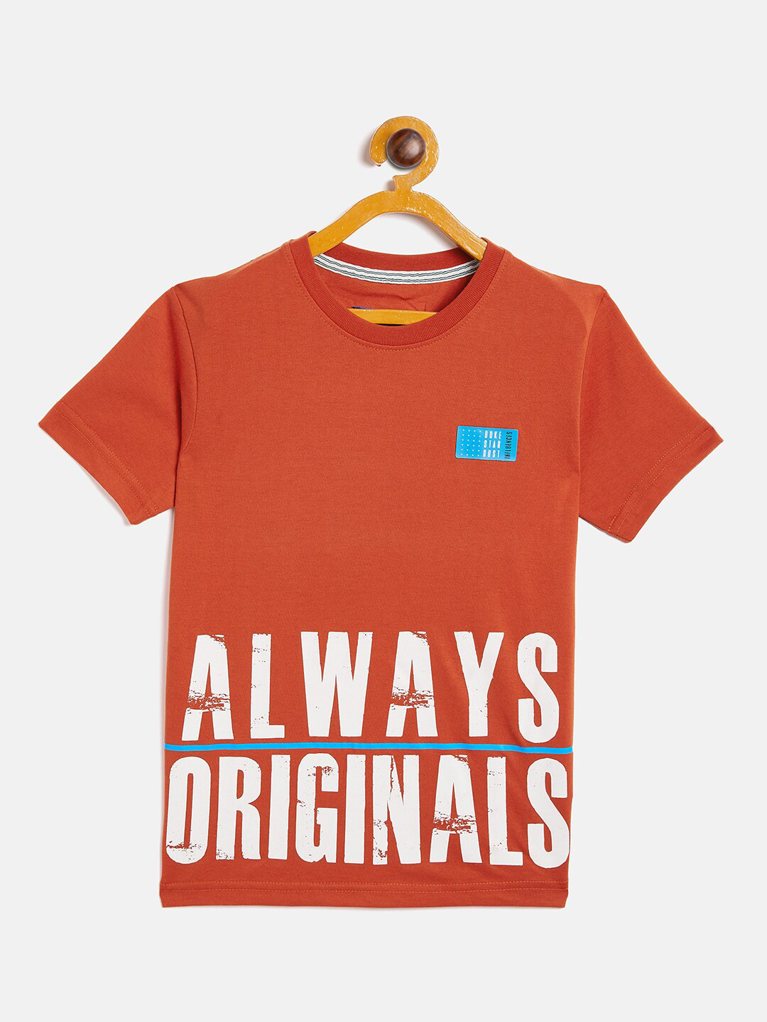 Duke Boys Orange & White Typography Printed T-shirt