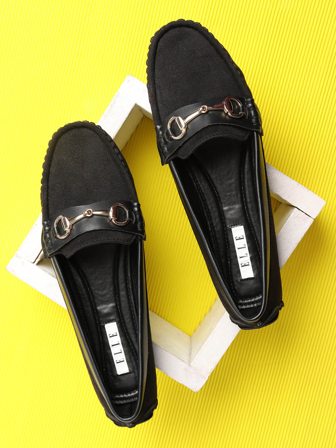 ELLE Women Black Textured Slip-On Sneakers
