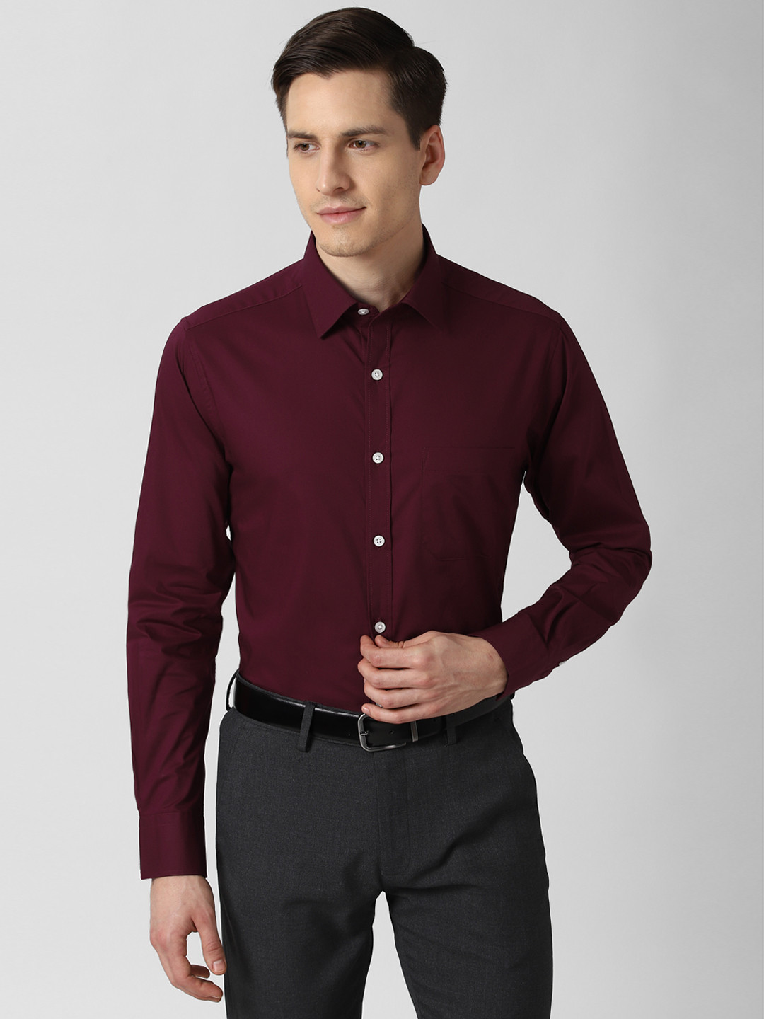 Peter England Men Maroon Formal Shirt