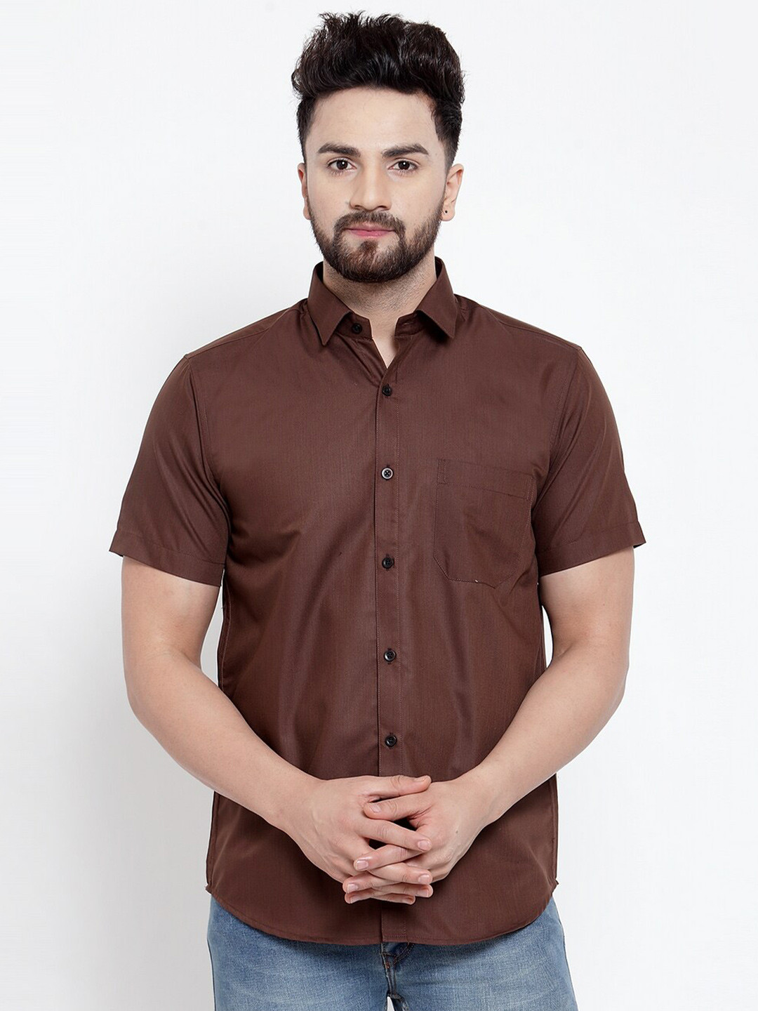 JAINISH Men Coffee Brown Comfort Cotton Casual Shirt