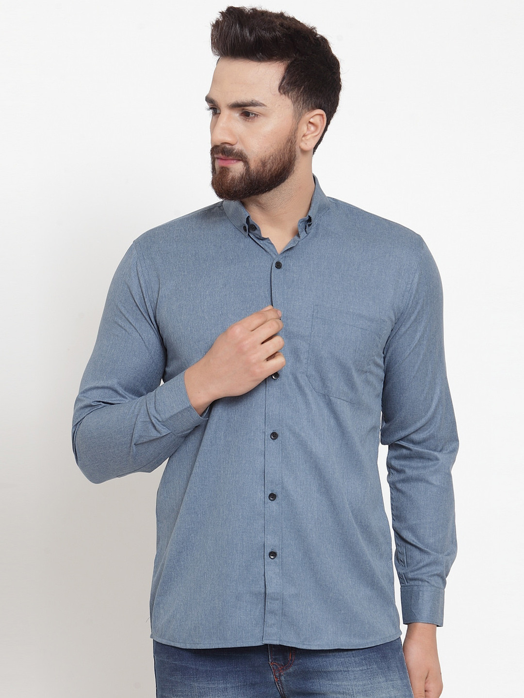 JAINISH Men Grey Comfort Casual Shirt 100% Cotton
