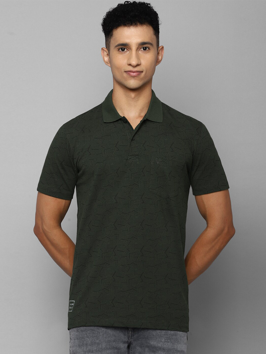 Allen Solly Men Green Polo Collar Cotton T-shirt