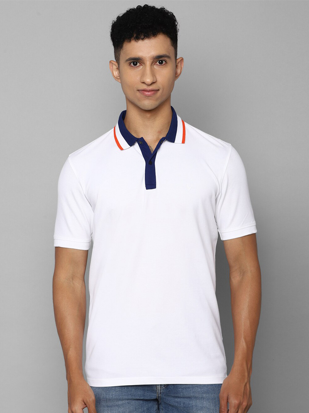 Allen Solly Sport Men White Polo Collar T-shirt 95% Cotton
