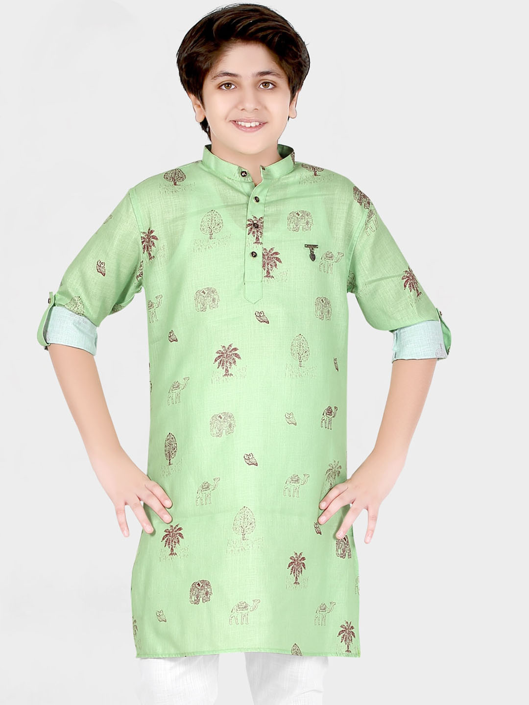 CAVIO Boys Green Kurta with Pyjamas
