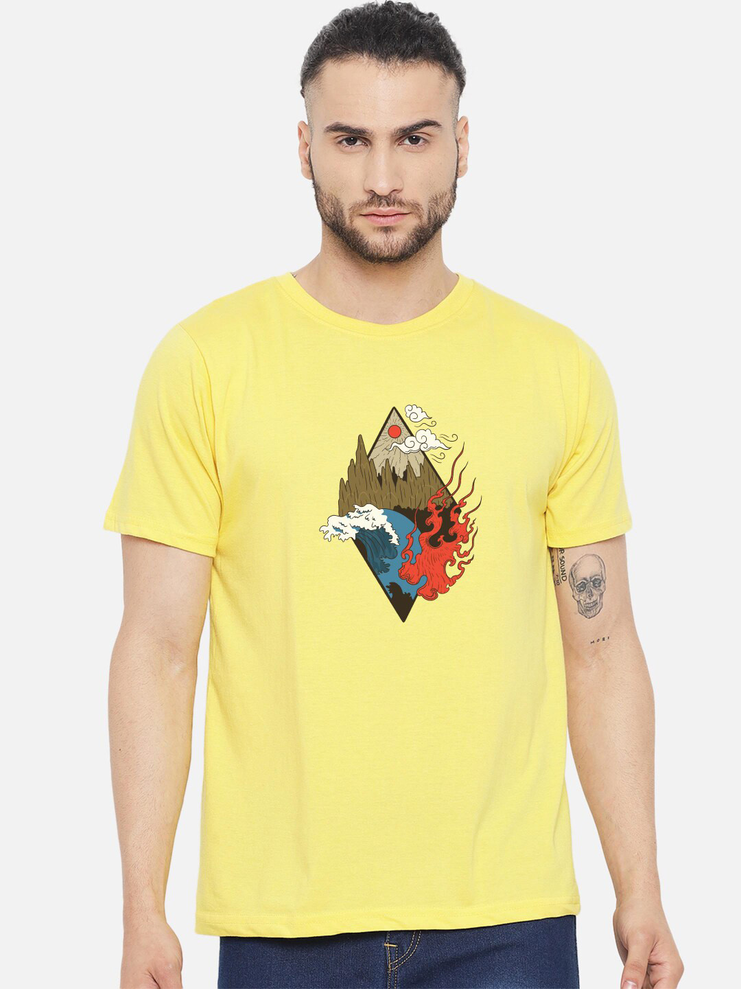 FFLIRTYGO Japanese Art Extra Graphic Cotton Round Neck Short Sleeves T-shirt