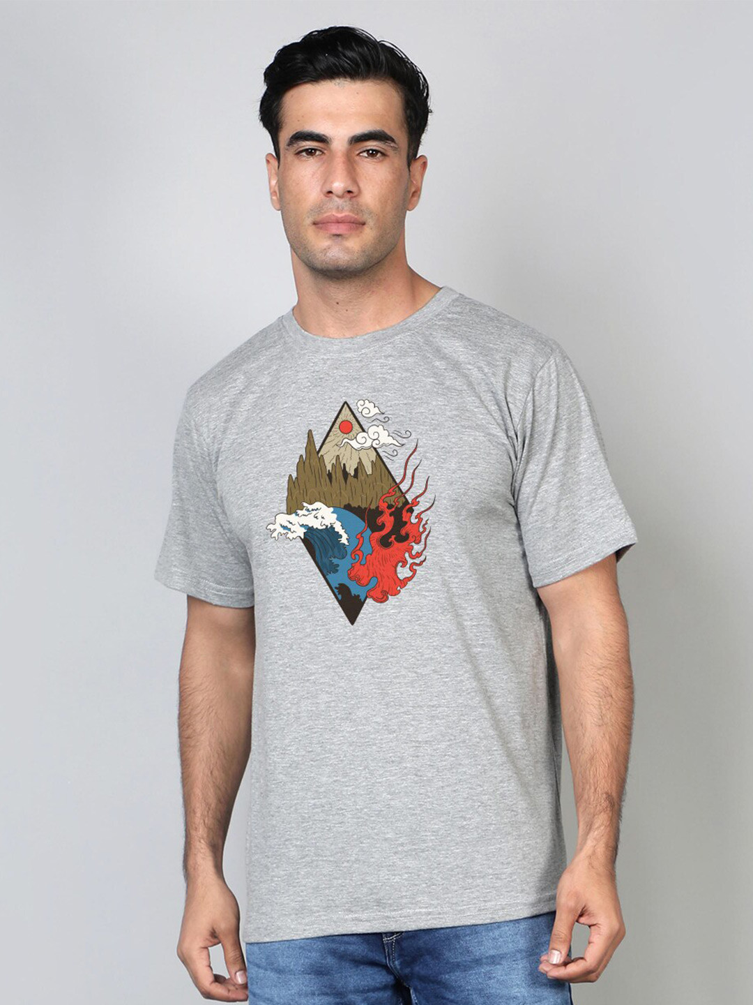 FFLIRTYGO Men Grey Graphic printed T-shirt