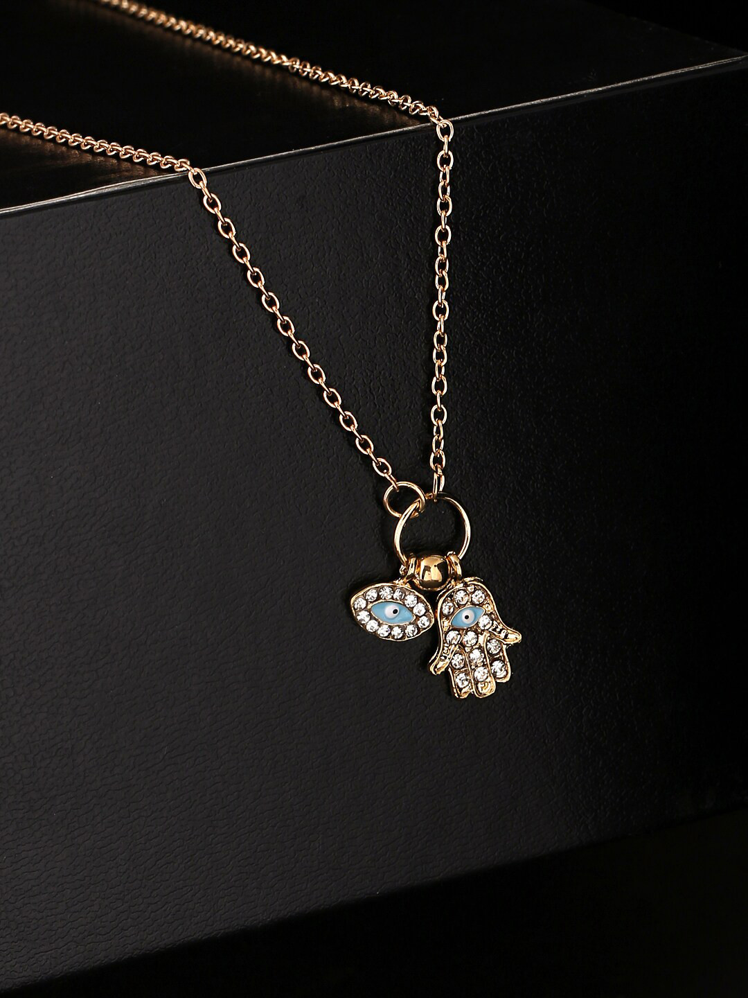 Yellow Chimes Gold-Plated Evil Eye Pendant With Chain