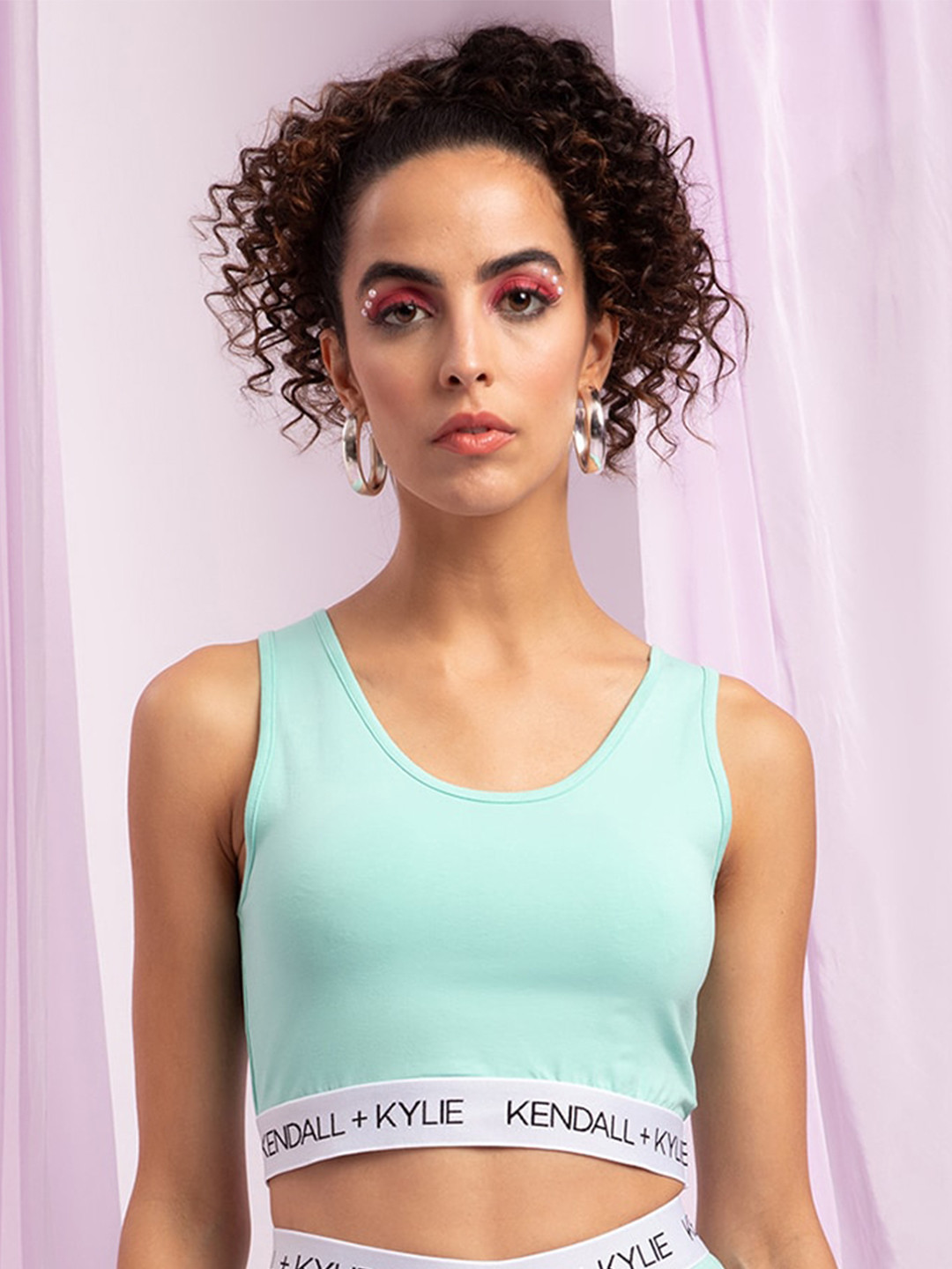 KENDALL & KYLIE Women Green Cropped Tank Top