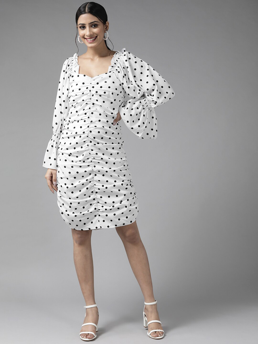 PANIT White Crepe Bodycon Dress