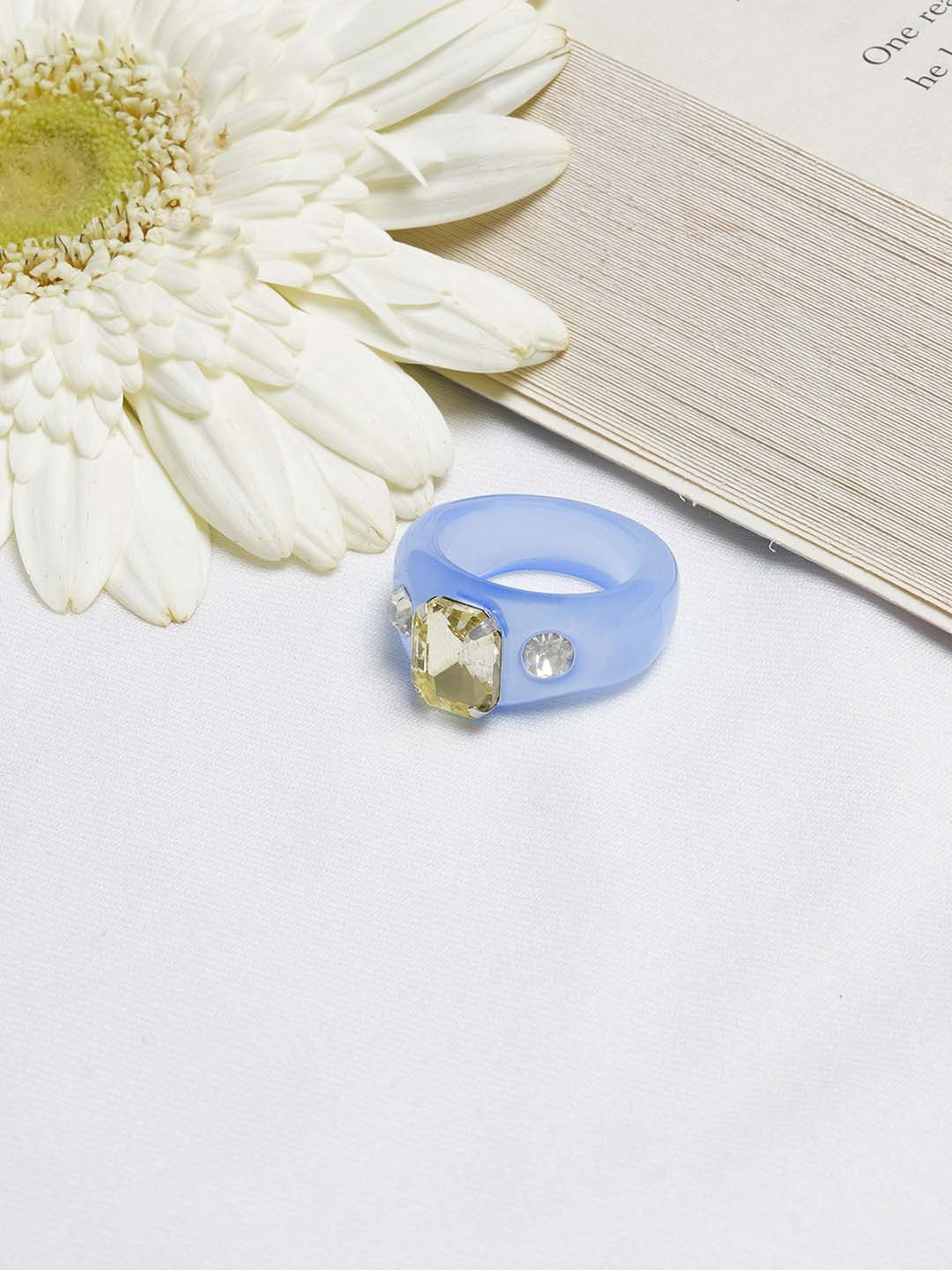 BEWITCHED Navy Blue Rhinestone-Studded Finger Ring