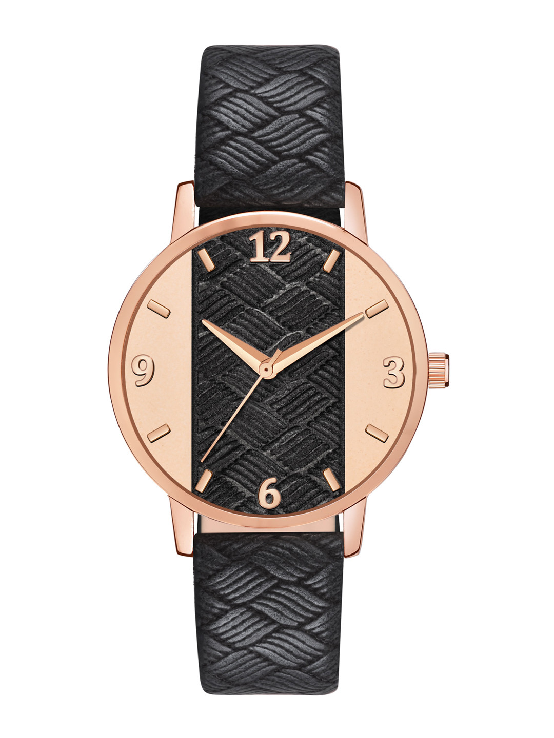 PERCLUTION ENTERPRISE Women Black Printed Dial & Black Leather Straps Analogue Watch