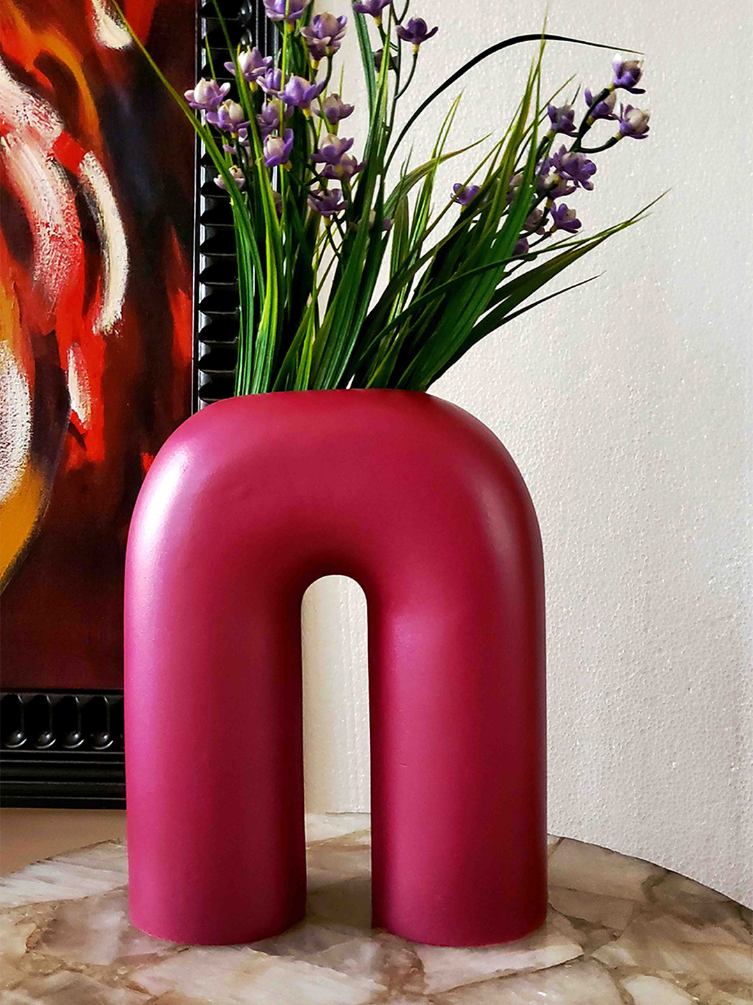Folkstorys Unisex Mauve Sculptural Ceramic Vases