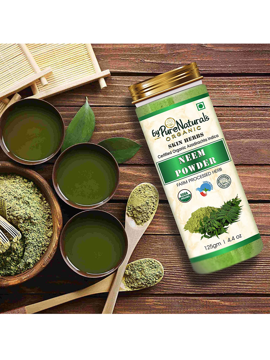 byPureNaturals Organic 100% Natural Herbal Organic Neem Leaf Powder - 125 g