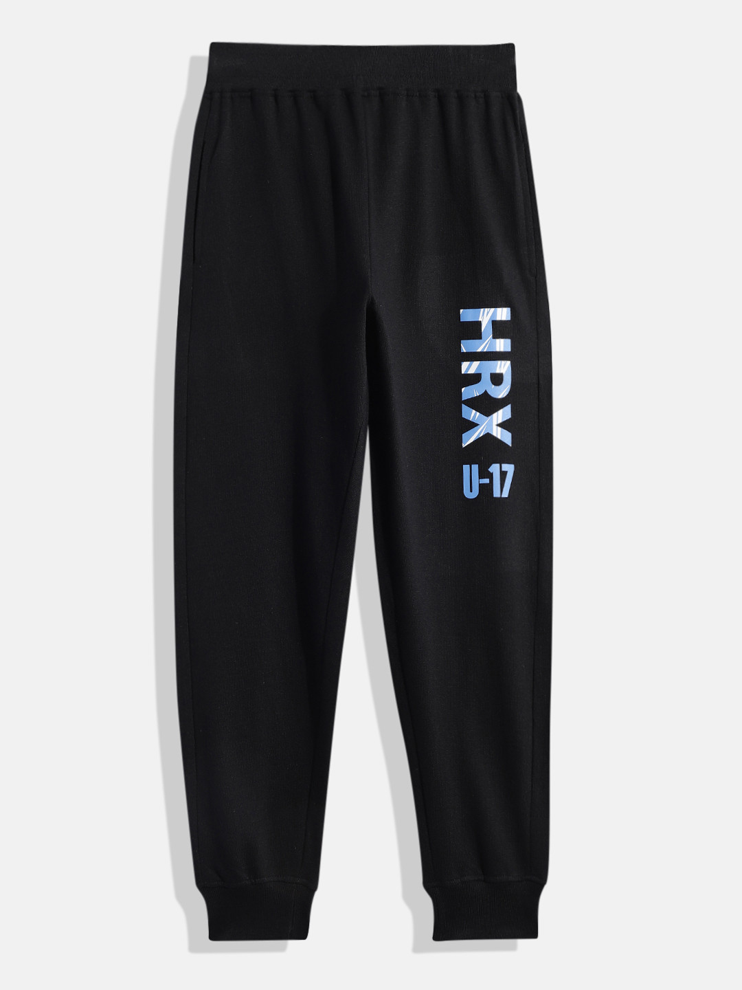 HRX by Hrithik Roshan Boys Black Brand Logo Printed Joggers