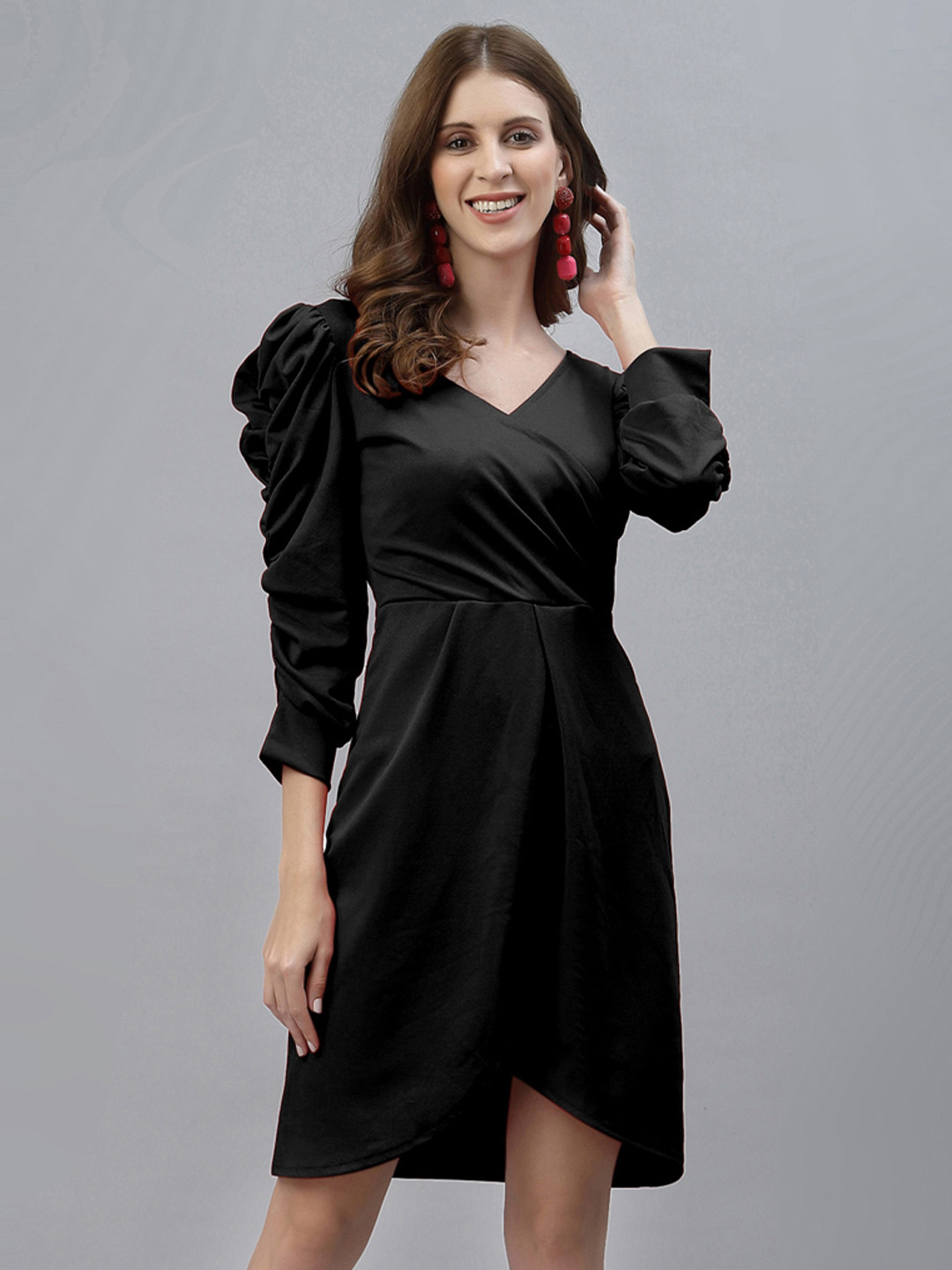 Selvia Black Layered Scuba Dress