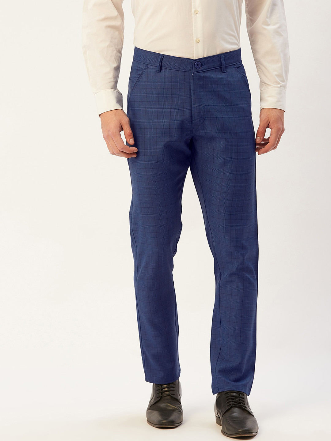 JAINISH Men Blue Smart Slim Fit Trousers