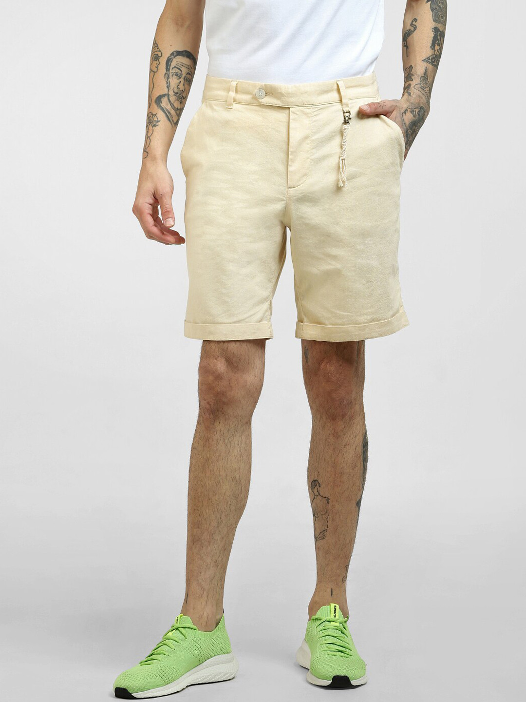 Jack & Jones Men Yellow Low-Rise Shorts