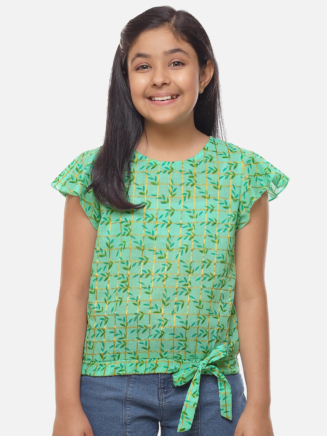 Merrigo Kidz Sea Green Floral Print Top