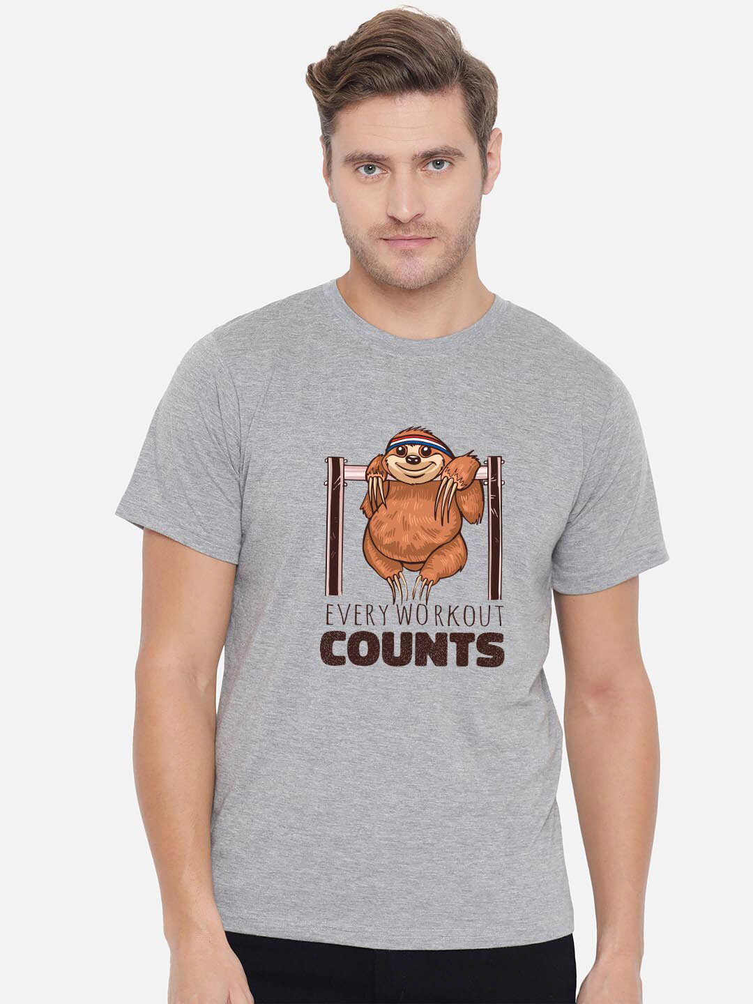 FFLIRTYGO Every Workout Counts Graphic Cotton Round Neck Short Sleeves T-shirt