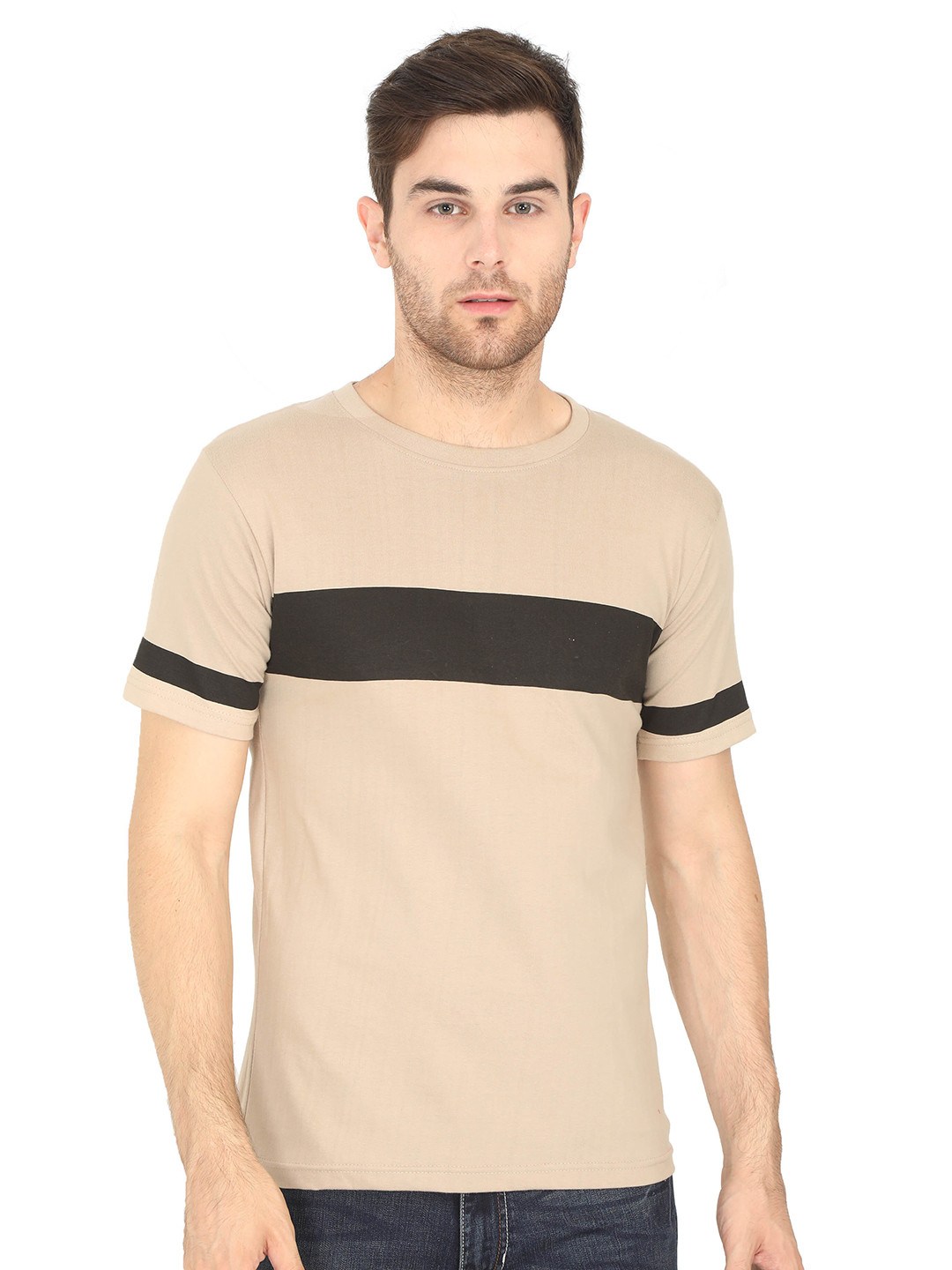 Fleximaa Men Beige Applique T-shirt