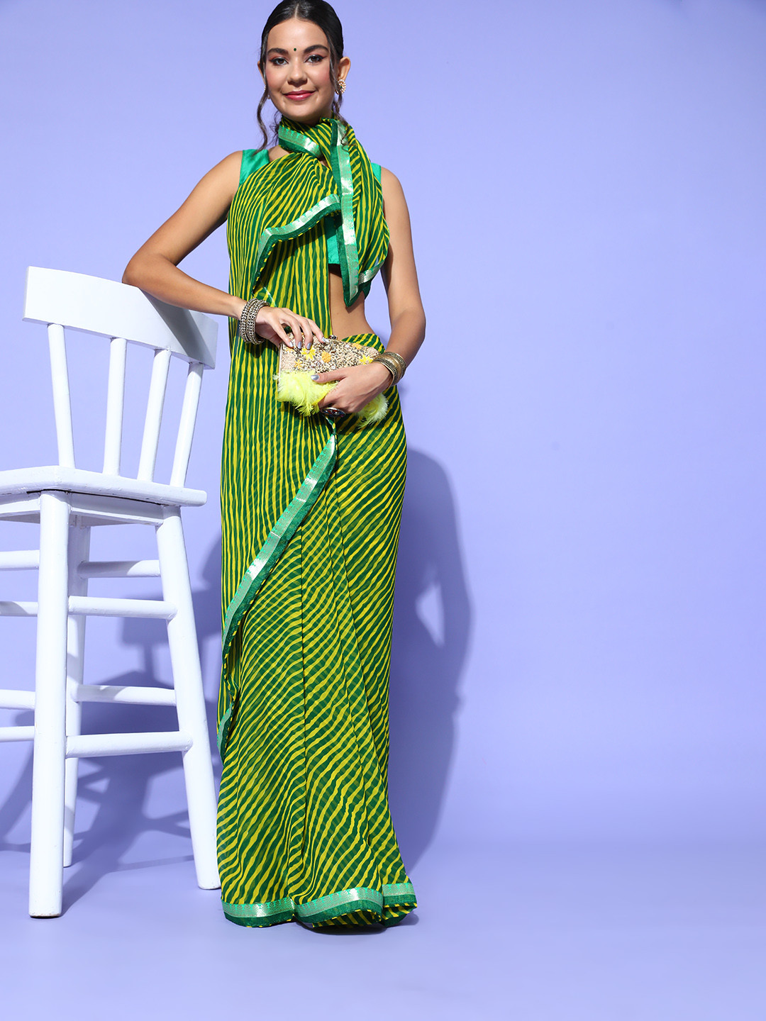 Mitera Leheriya Saree with Woven Design border