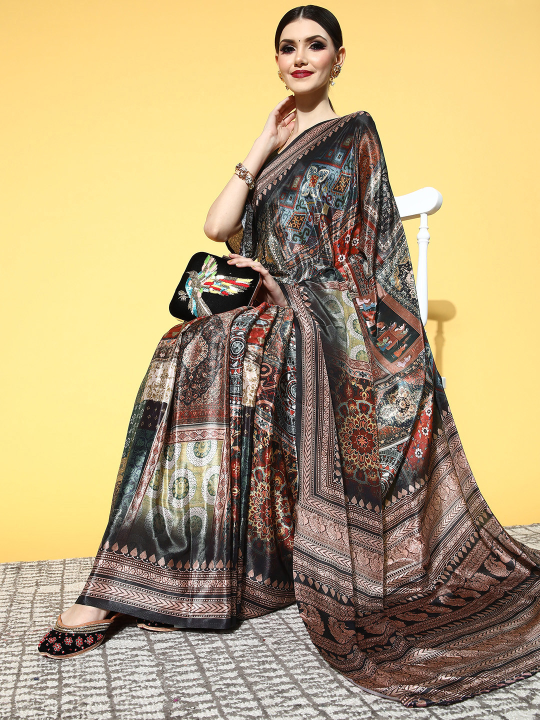 Saree mall Kalamkari Saree With Printed Border