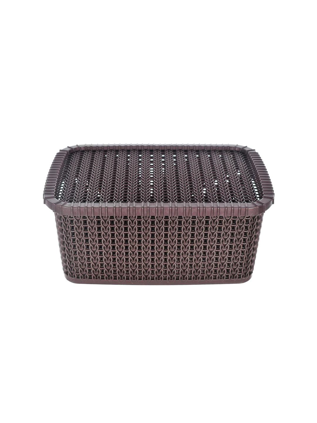 Kuber Industries Brown Large Plastic Basket With Lid