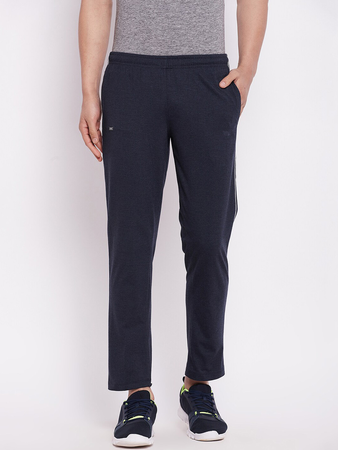 Camey Men Blue Solid Cotton Track Pants