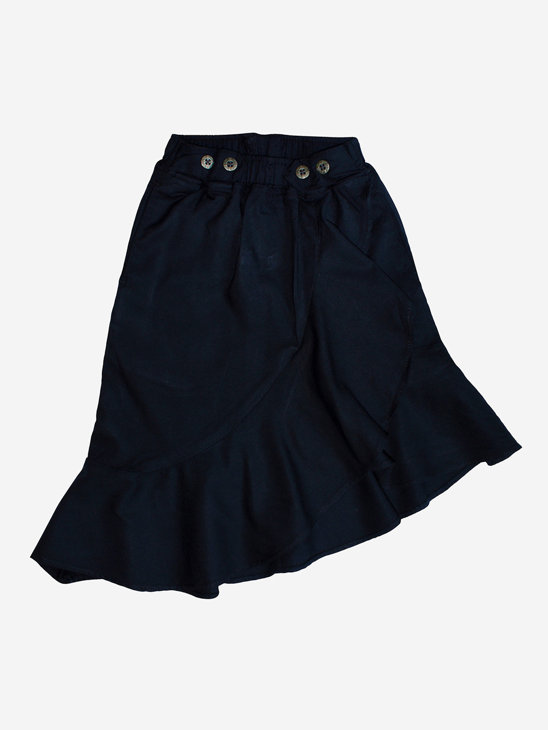 KiddoPanti Girls Black Solid Denim Skirts