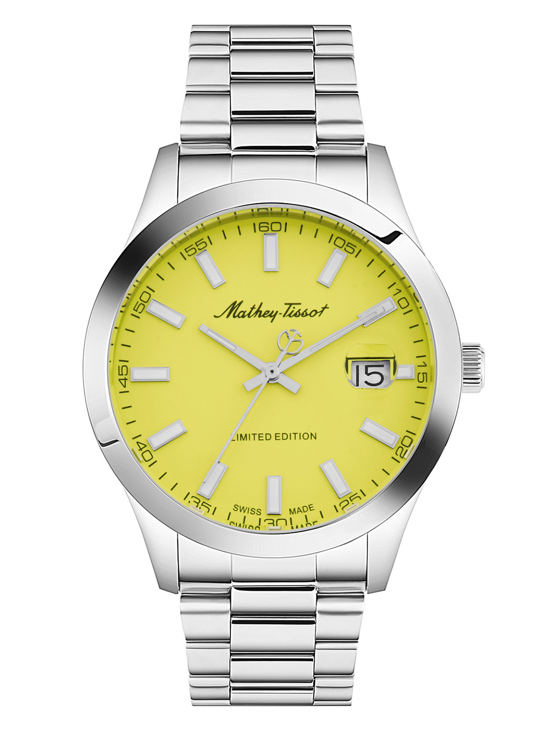 Mathey-Tissot Men Yellow Swiss Made Brass Dial & Silver Toned Analogue Watch H451J