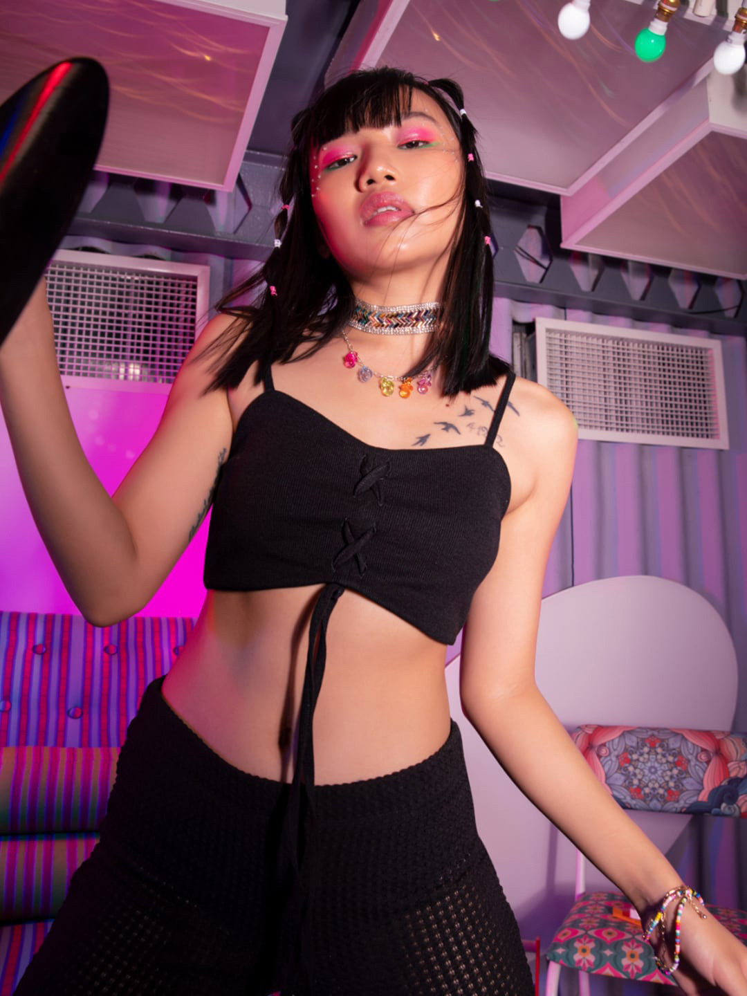 zink Z Black Bralette Crop Top