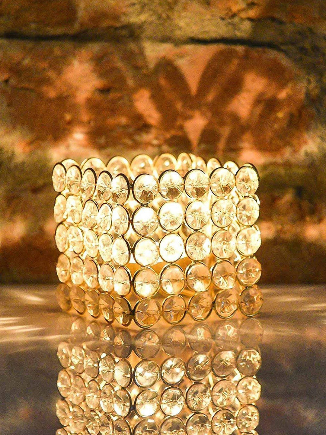 Craftvatika Multicoloured Crystal Tealight Candle Holder