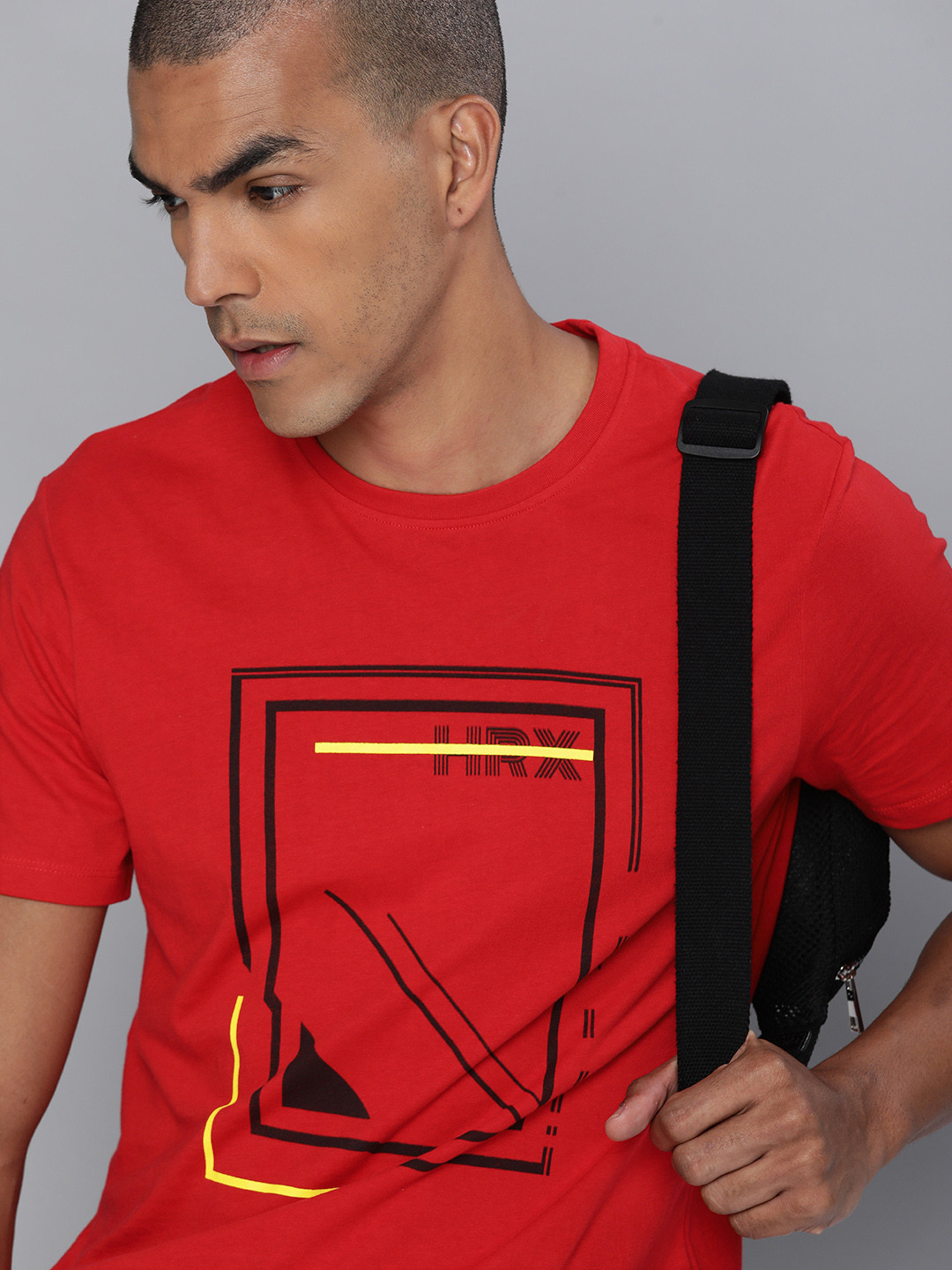 HRX by Hrithik Roshan Men Red Printed Pure Cotton T-shirt