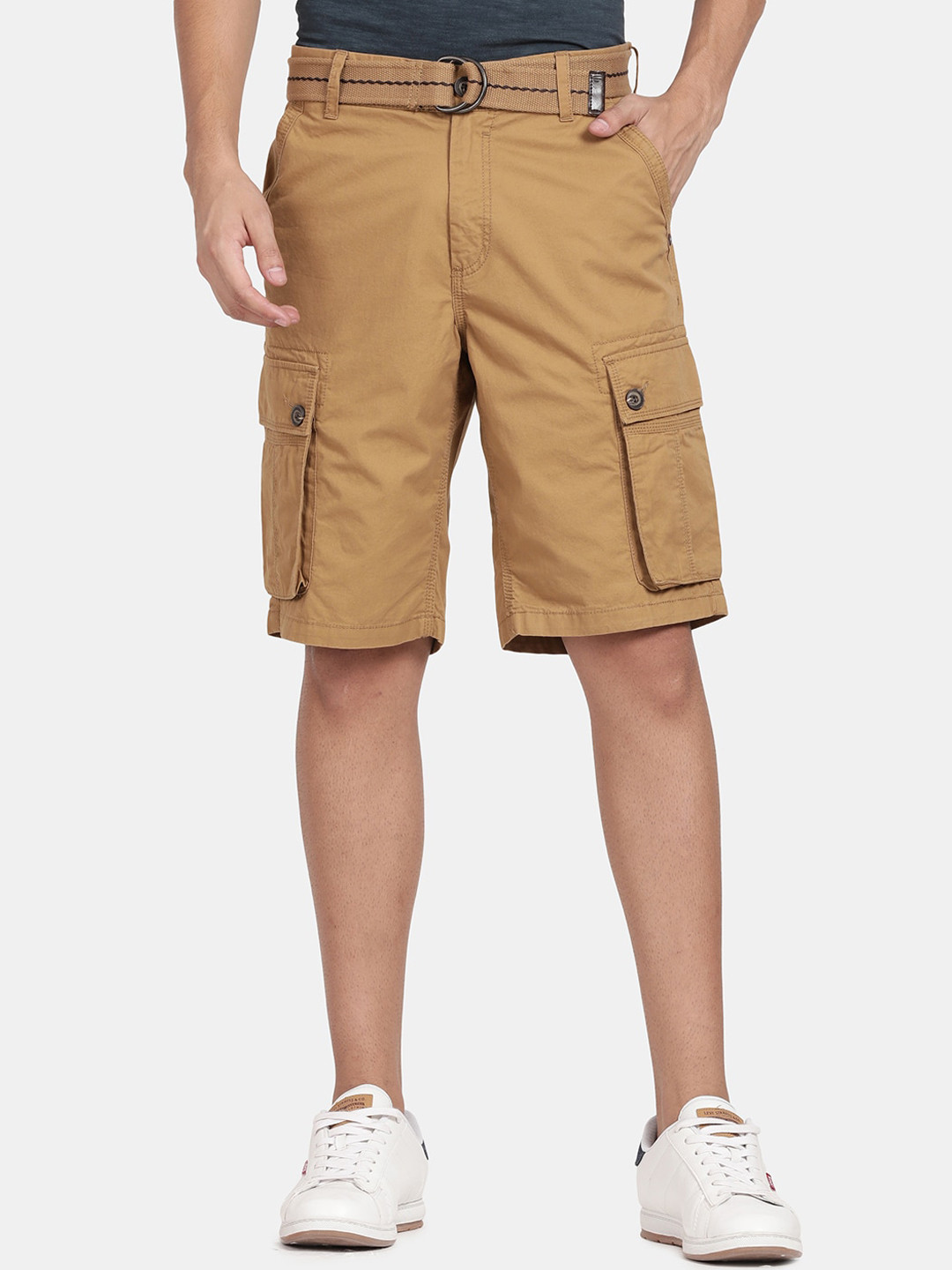 t-base Men Brown Cargo Shorts