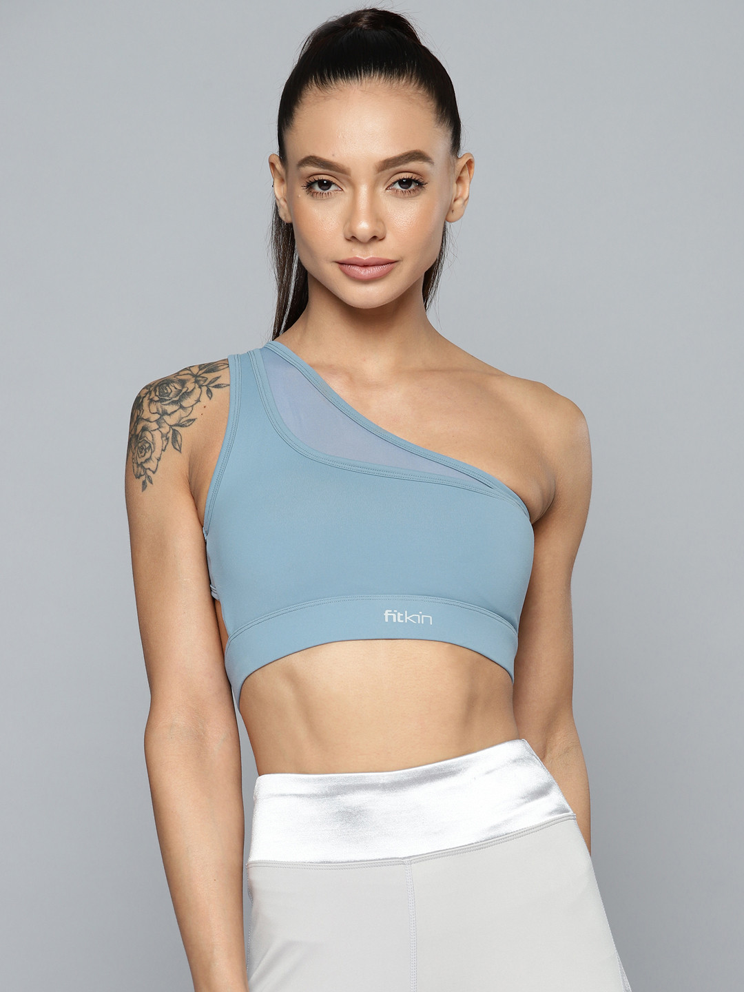 Fitkin Blue One Shoulder Sports Bra  B61-XS