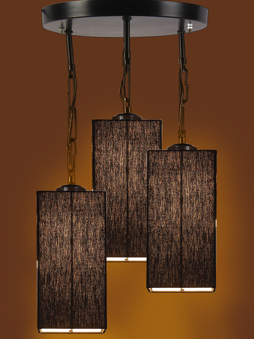 Devansh Black Solid Square Cluster Traditional Hanging Lamp