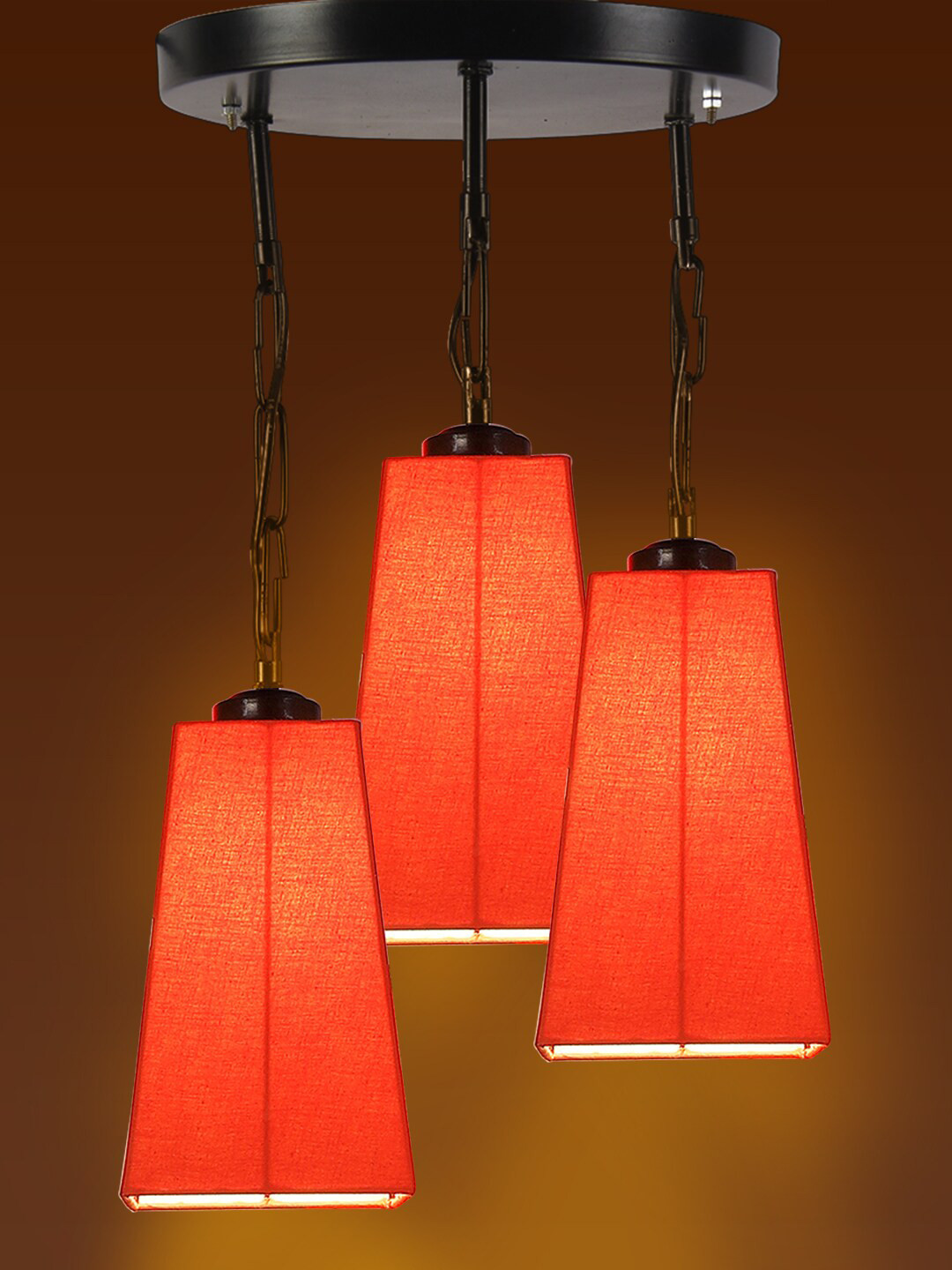 Devansh Orange Solid Bell Shaped Traditional Hanging Ceiling Lamp